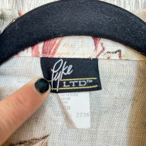 Vintage 90’s Floral Print Neutral Flax Blend Women's Blazer Size Large - Picture 8 of 13